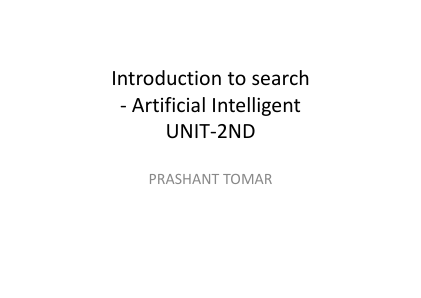 搜索简介 - 人工智能 UNIT-2ND